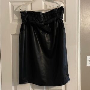 Faux Leather Paper Bag style Midi Skirt- Time and Tru